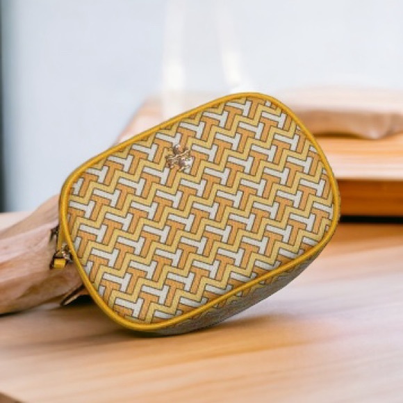 TORY BURCH TILE TZAG COSMETIC POUCH BAG ALLOVER CLUTCH PURSE - Picture 2 of 5